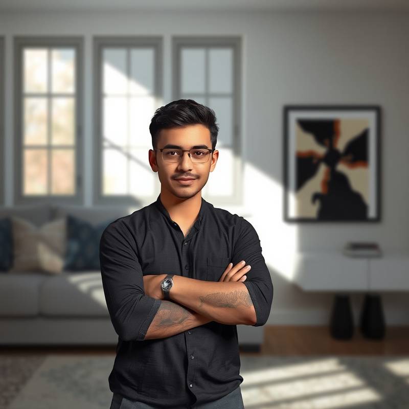 Portrait of Javier Rodriguez, the junior designer at ArtSpace Interiors.